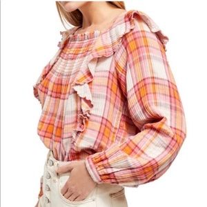 We the Free Sienna Plaid Boho Top